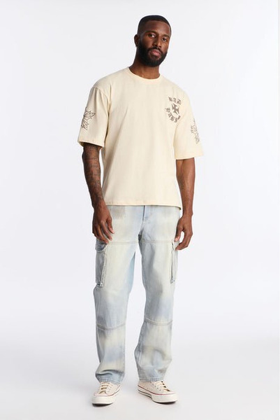 Straight Dirty Cargo Jeans - Light Blue Wash - 2