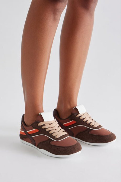 Faux suede sneakers - Mocha - 4