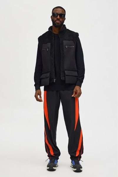 Black sherpa nylon vest new - 3