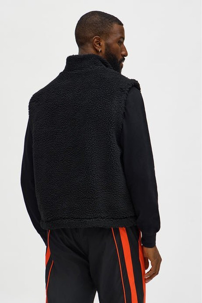 Black sherpa nylon vest new - 4