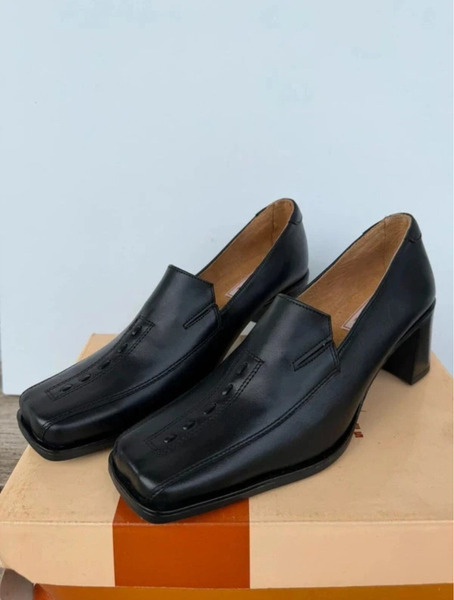 Skórzane buty na koturnie y2k