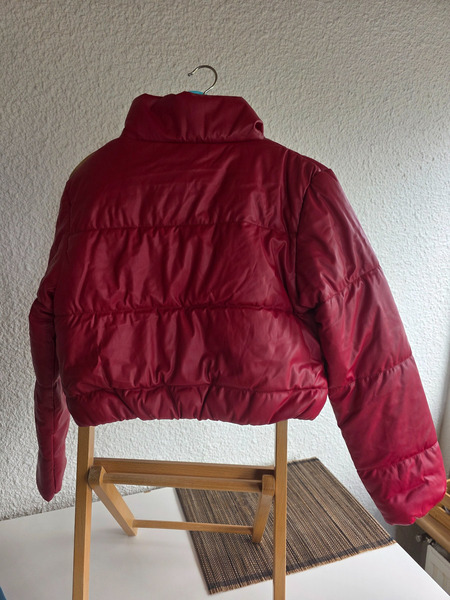 Faux leather cropped puffer jacket - 2