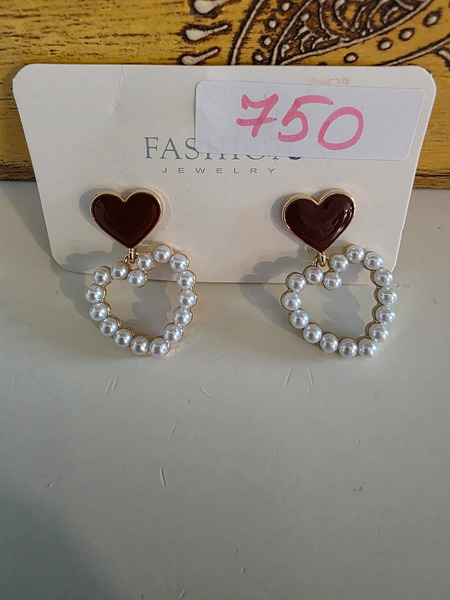 New heart and pearl drop earrings