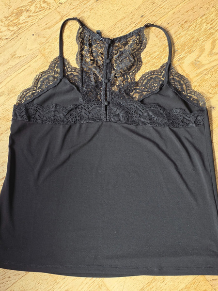 Vero Moda Black Lace Camisole Top XL Adjustable Strap Cami - 2