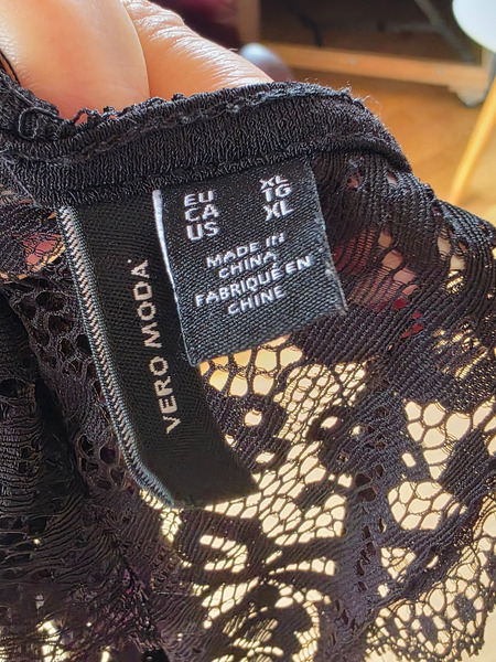 Vero Moda Black Lace Camisole Top XL Adjustable Strap Cami - 5