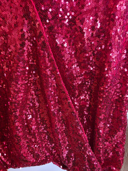 VILA Red Sequin Wrap Top – Sparkly Party Blouse L - 3