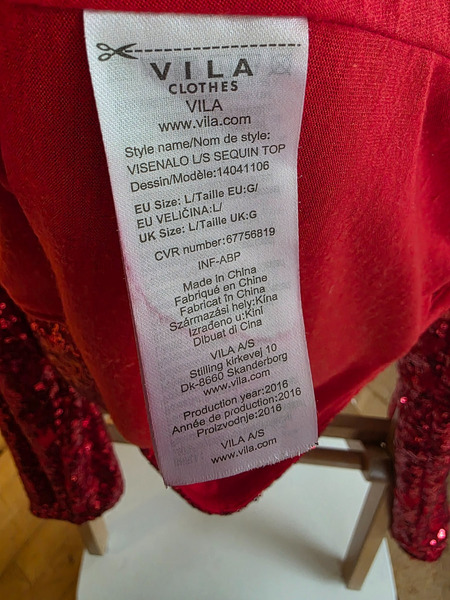 VILA Red Sequin Wrap Top – Sparkly Party Blouse L - 4