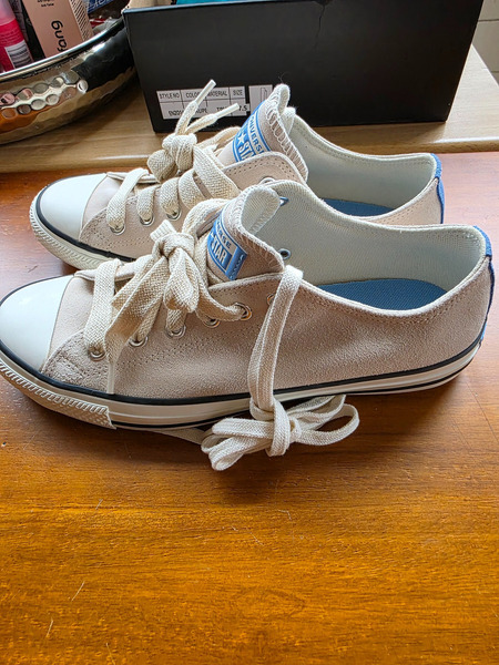 Original Converse All Star Suede Leather Sneakers Beige Taupe EUR 41.5 New Unisex - 3
