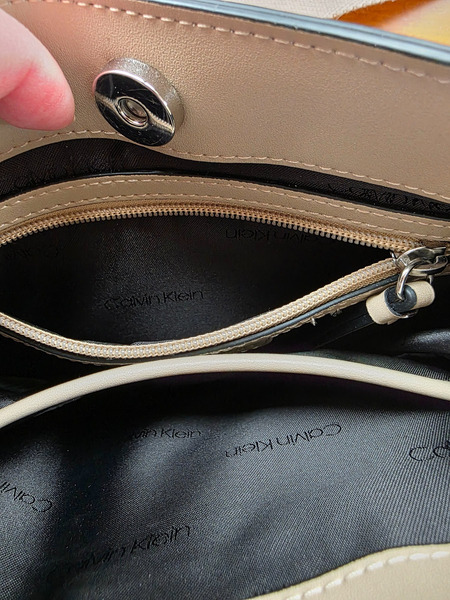 Calvin Klein Beige Taupe Crossbody Bag Minimalist Designer Purse - 4