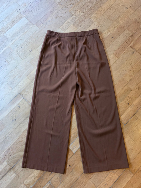 Brown Wide Leg Trousers XL XXL – Elegant Flowing Pants - 4