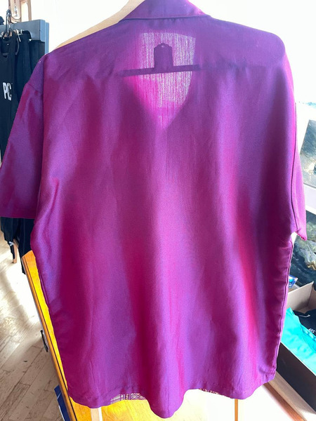 Authentic Thai Silk Shirt XXL Purple Burgundy Vintage - 2