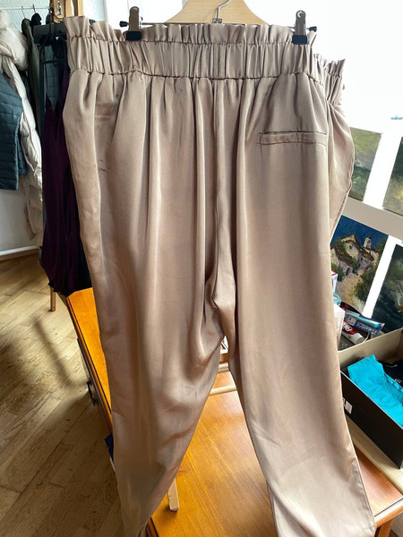 Elegant Satin Trousers with Tie Belt XL - 2