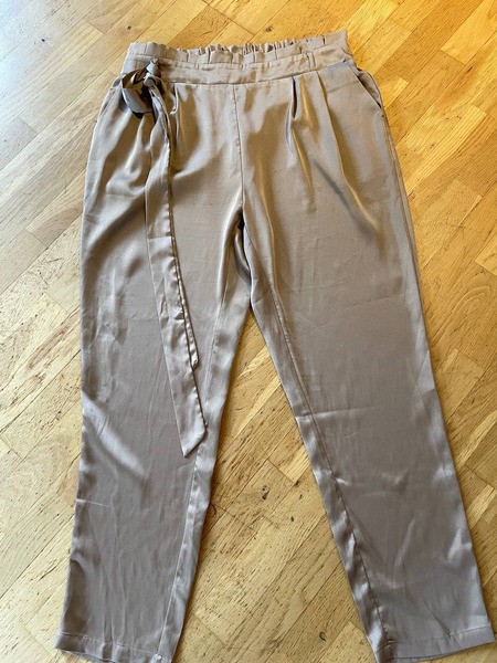 Elegant Satin Trousers with Tie Belt XL - 6