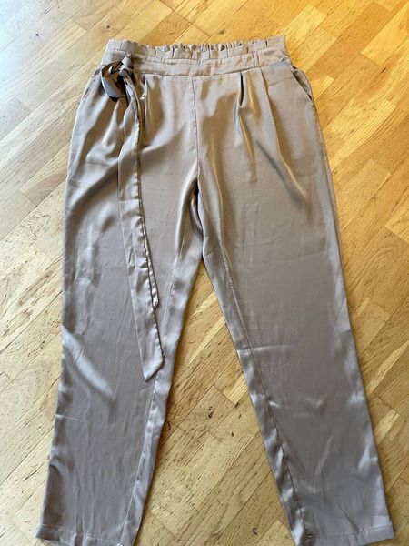Elegant Satin Trousers with Tie Belt XL - 7