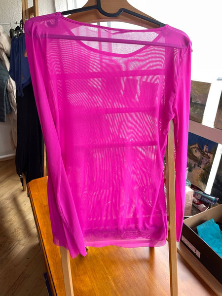 Hot Pink Mesh Sheer Top – Transparent Long Sleeve Top