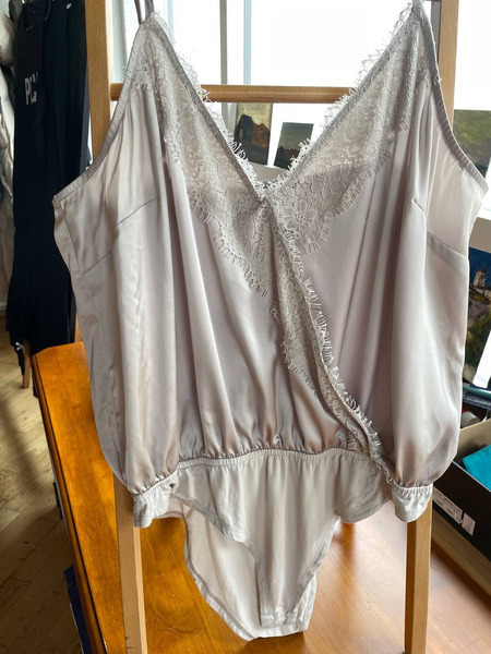 Elegant Lace Bodysuit – Satin Look Cami Style Top