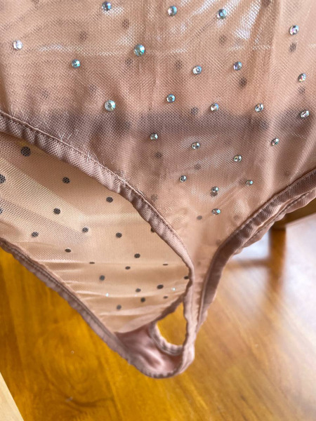 Nude Mesh Rhinestone Bodysuit – Sparkly Party Top - 4