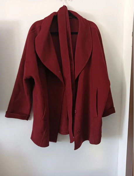 PM Norway 50% Wool Plus Size Jacket 5XL – Burgundy Oversized Coat