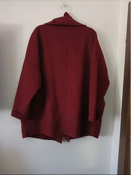 PM Norway 50% Wool Plus Size Jacket 5XL – Burgundy Oversized Coat - 4