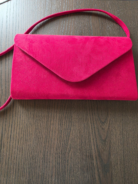 Red Velvet Evening Clutch Bag with Detachable Strap