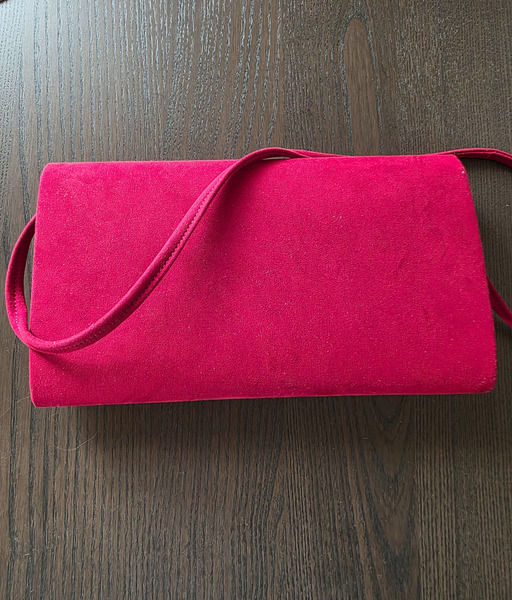 Red Velvet Evening Clutch Bag with Detachable Strap - 2