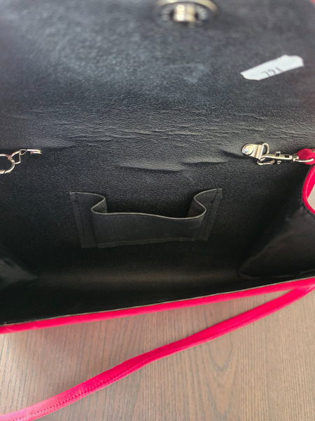 Red Velvet Evening Clutch Bag with Detachable Strap - 3