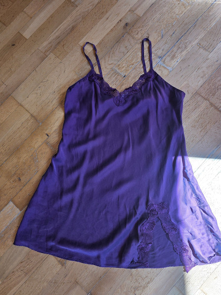 Lady Avenue 100% Silk Nightdress XL Purple