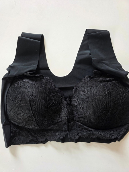 New Black Front Closure Lace Comfort Bra – Size 2XL / EU 44 - 10
