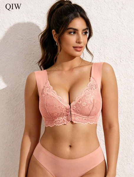 New Seamless Front Closure Lace Bra Pink – 90C, 95A, 95B