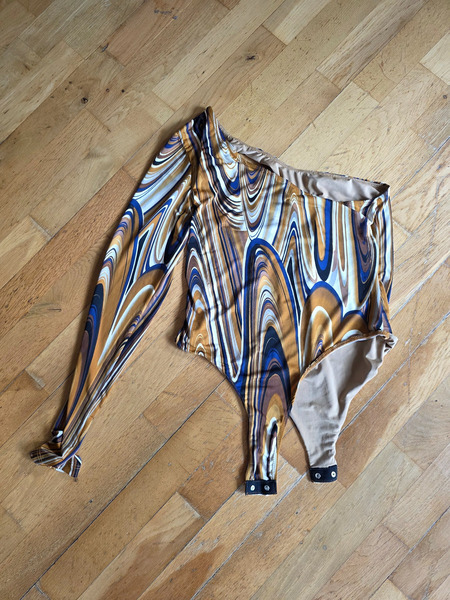 Fashion Nova One Sleeve Bodysuit XL – Abstract Print Stretch Body - 4