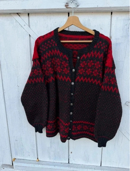 Vintage Nordic Wool Cardigan – Size L Oversized