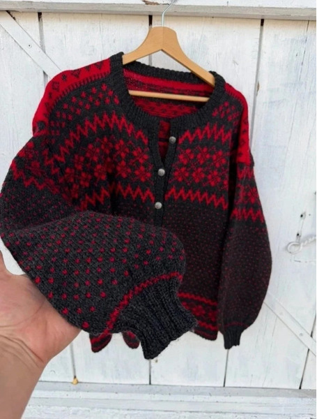 Vintage Nordic Wool Cardigan – Size L Oversized - 2