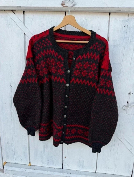 Vintage Nordic Wool Cardigan – Size L Oversized - 6