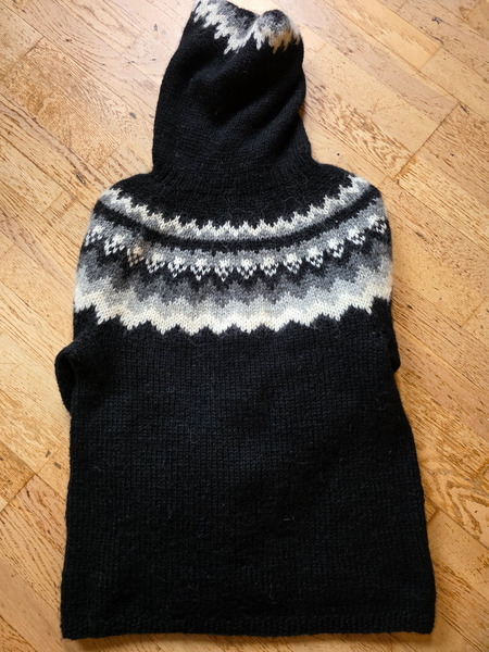 Handprjónuð lopapeysa með hettu XL - 5