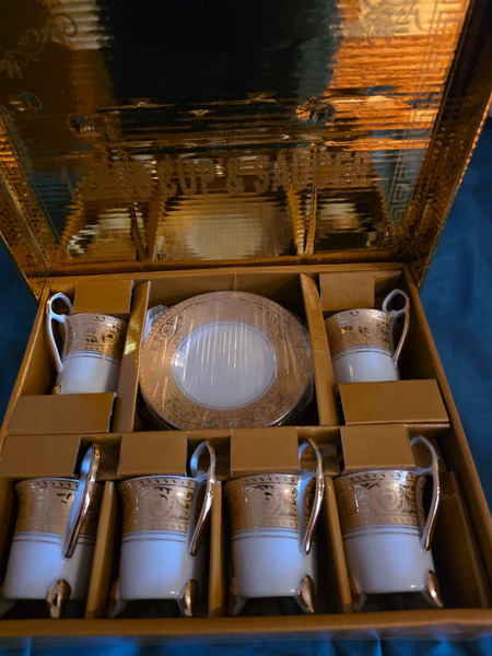 Golden Elegant 12-piece Porcelain Coffee Set