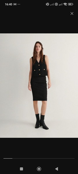 Black High-Waisted Pencil Midi Skirt